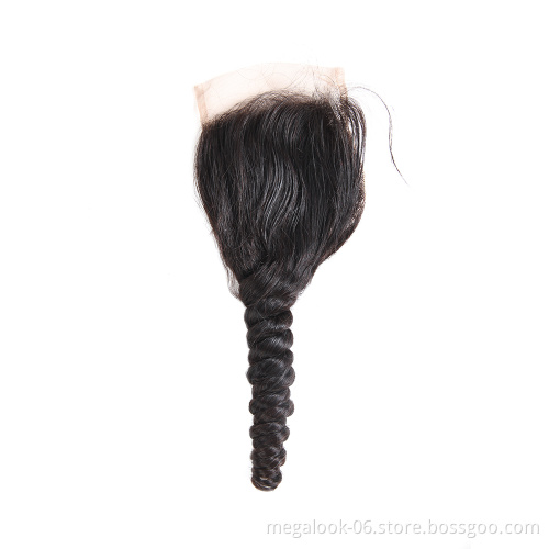 Double Loose Wave Virgin Hair Bundles With Lace Closure Raw Virgin Unprocessed Human Hair,5 5 Lace Closure